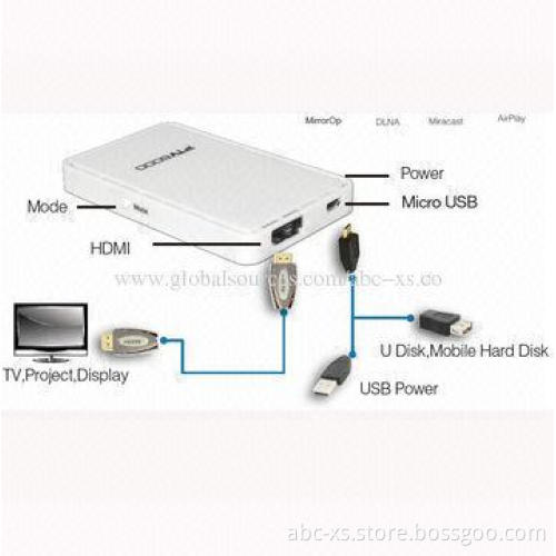 EZ Cast Dongle, Miracast, DLNA, Airplay, Android 4.0 Cortex A9, IOS6.0 and above, Linux, Wi-Fi